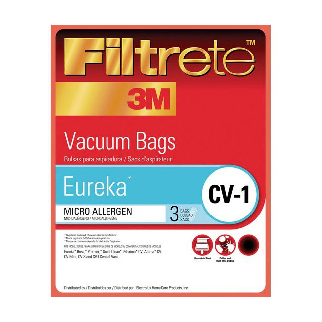 90610B Eureka Filtrete Central Vacuum Bags 3/pk CV1 Superior Home
