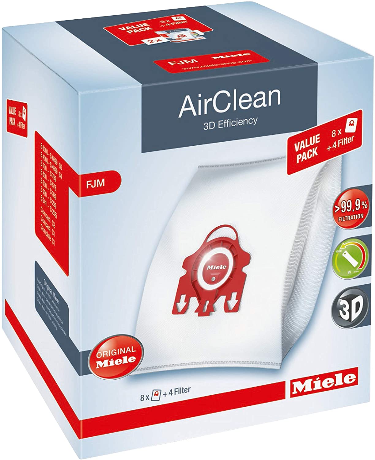 Miele AirClean Vacuum Filter & Bags (3D F/J/M Value Pack) Superior